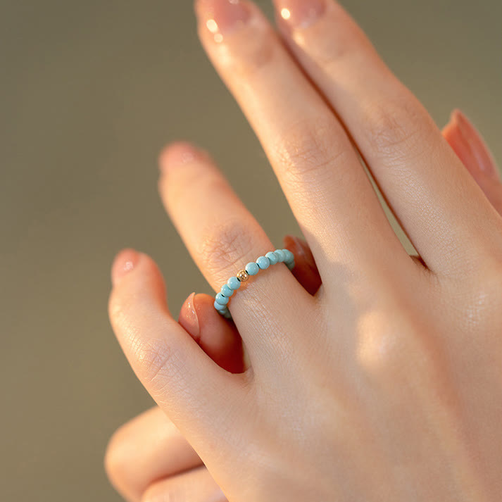 Olivenorma Extra Fine 2mm Small Turquoise Bead Ring - image 2