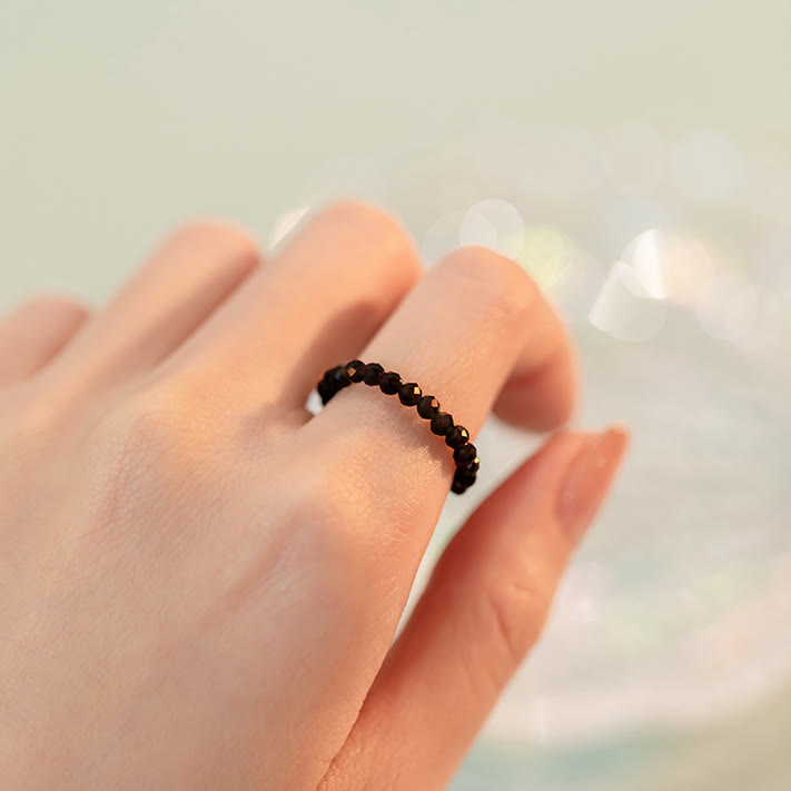 Olivenorma Extra Fine 3mm Faceted Obsidian Bead Ring - image 4