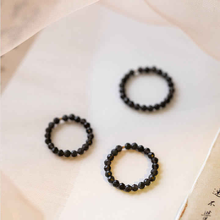 Olivenorma Extra Fine 3mm Faceted Obsidian Bead Ring - image 6