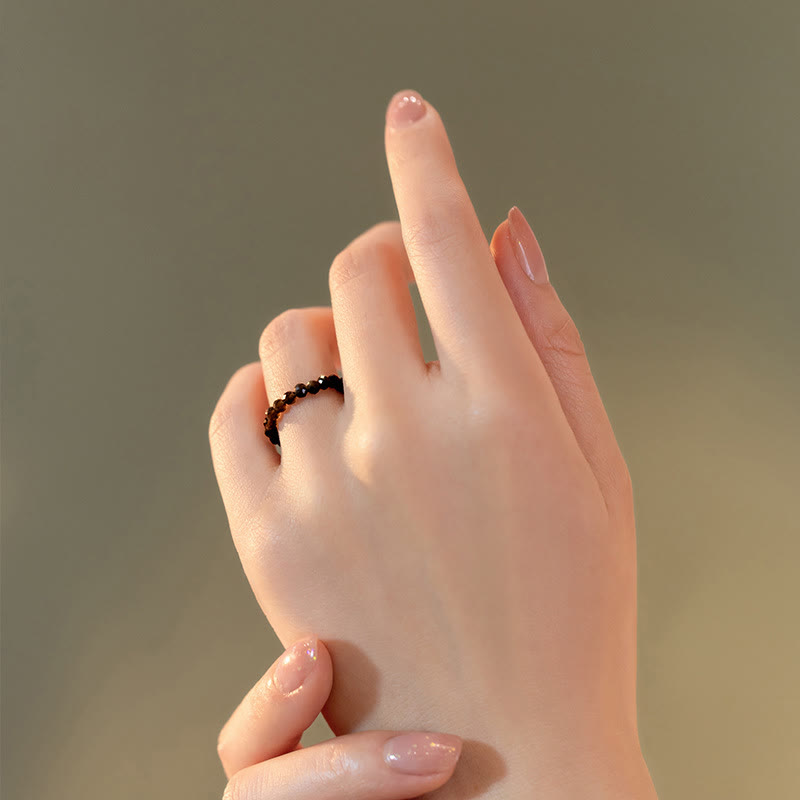 Olivenorma Extra Fine 3mm Faceted Obsidian Bead Ring - image 2