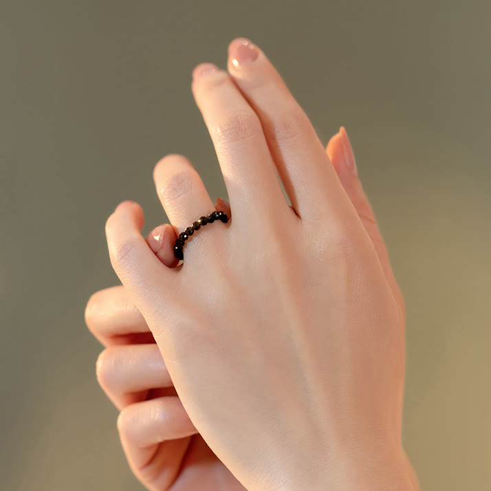 Olivenorma Extra Fine 3mm Faceted Obsidian Bead Ring - image 3