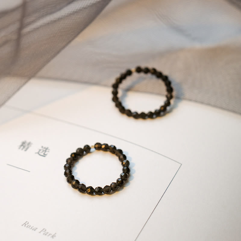 Olivenorma Extra Fine 3mm Faceted Obsidian Bead Ring - image 5