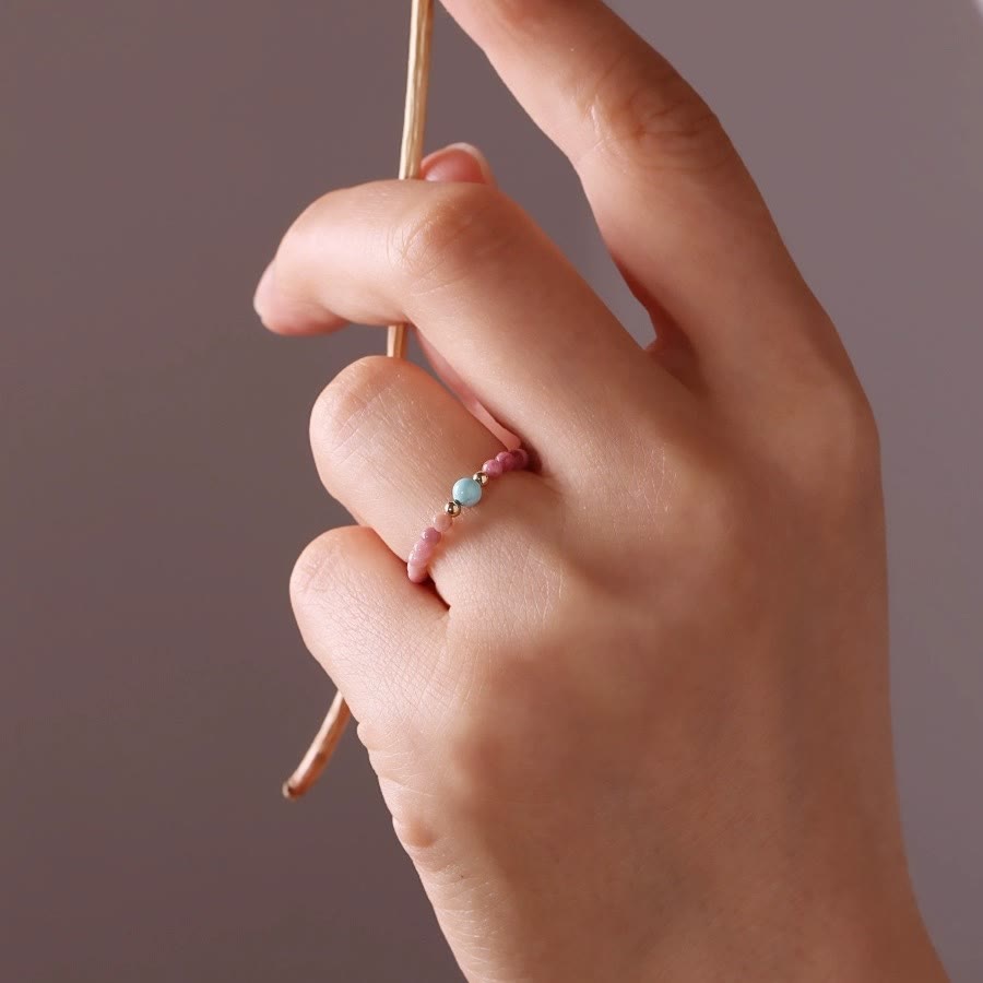 Olivenorma Extra Fine 2mm Rhodochrosite Bead Ring - image 1