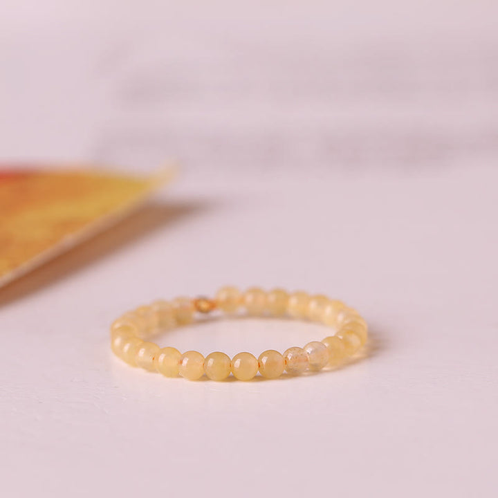 Olivenorma Extra Fine 2mm Yellow Jade Beaded Ring - 8 - image 0