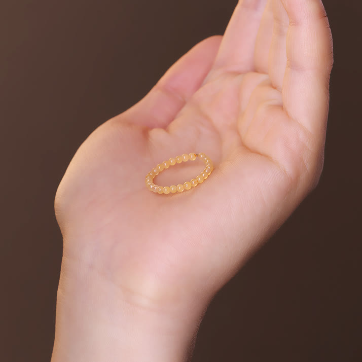 Olivenorma Extra Fine 2mm Yellow Jade Beaded Ring - image 3
