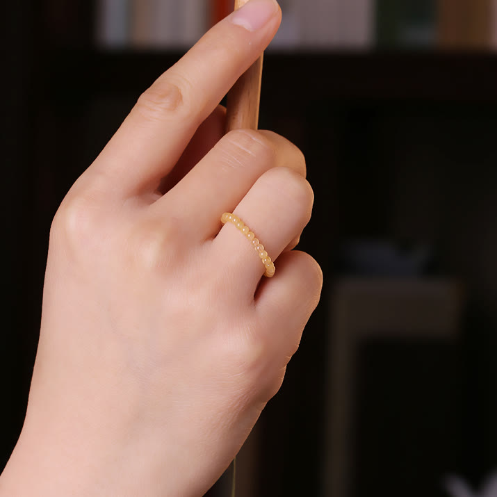 Olivenorma Extra Fine 2mm Yellow Jade Beaded Ring - image 5