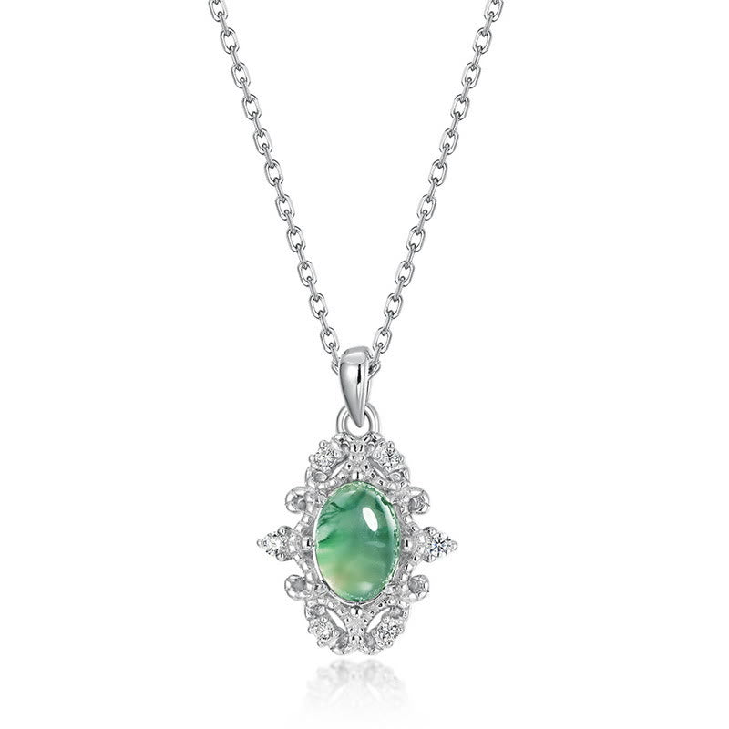 Olivenorma Vintage Moss Agate S925 Sterling Silver Necklace - Moss Agate - image 0