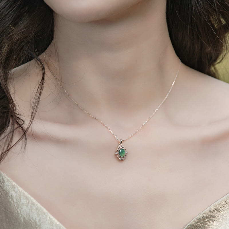 Olivenorma Vintage Moss Agate S925 Sterling Silver Necklace - image 1