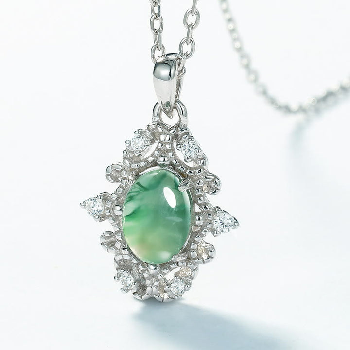 Olivenorma Vintage Moss Agate S925 Sterling Silver Necklace - image 3