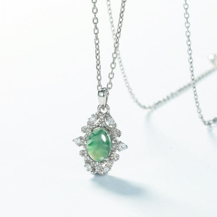 Olivenorma Vintage Moss Agate S925 Sterling Silver Necklace - image 2