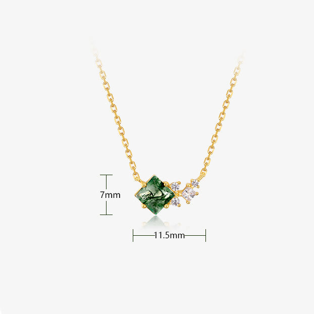 Olivenorma Square Moss Agate Sterling Silver Necklace - image 4