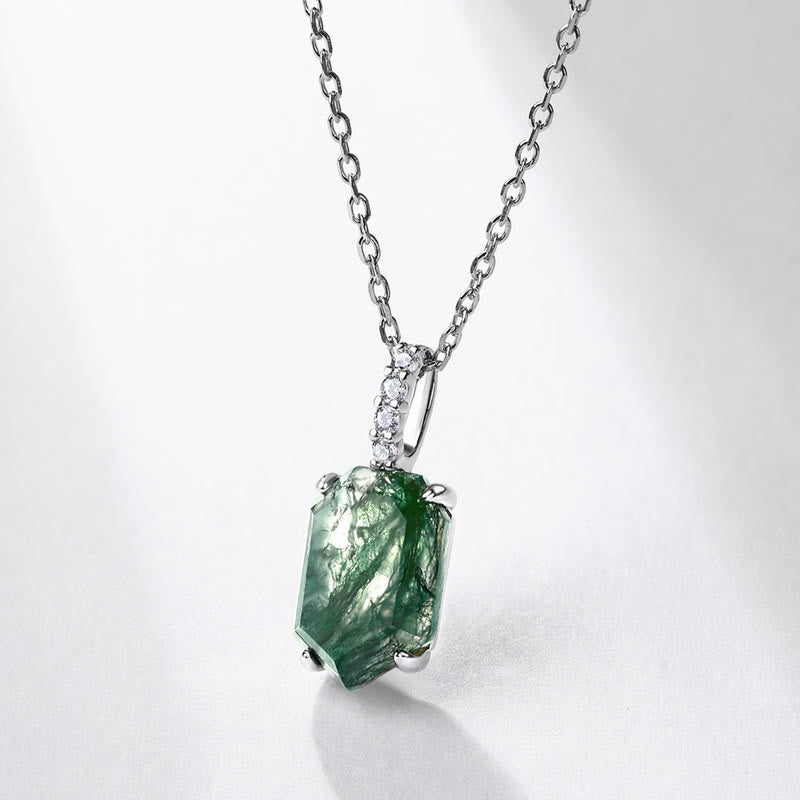 Olivenorma Four Claw Geometry Moss Agate Design Necklace - image 1