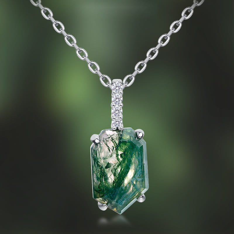 Olivenorma Four Claw Geometry Moss Agate Design Necklace - image 3