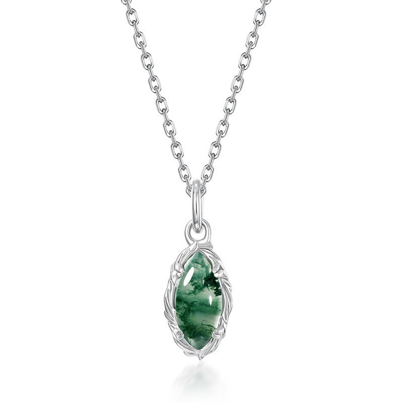 Olivenorma Moss Agate Striped Lace Design Necklace - Moss Agate - image 0