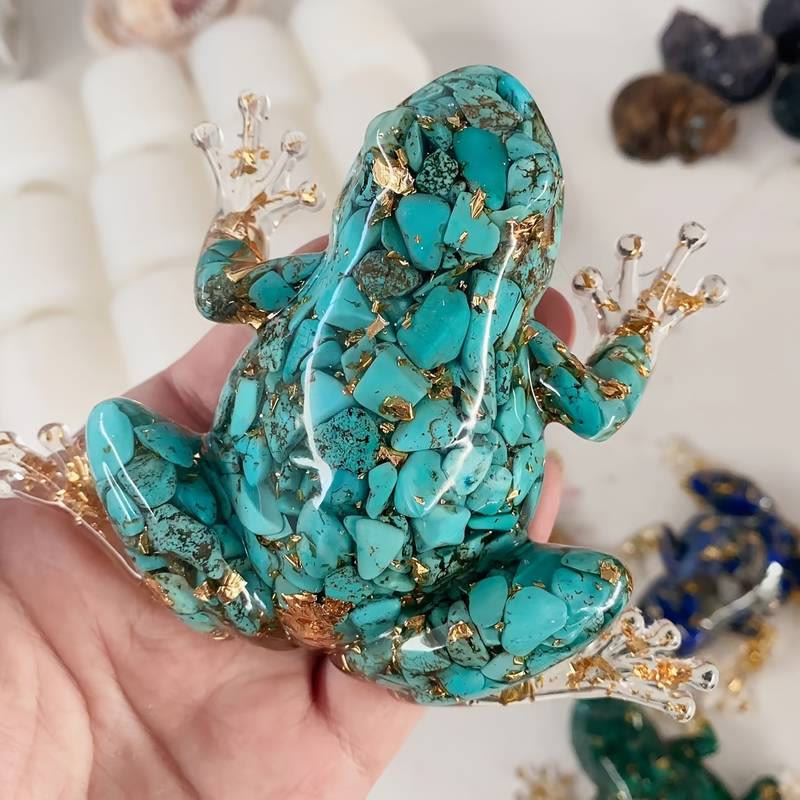 Olivenorma Crystal Resin Frog Ornament For Energy Cleansing And Harmony Gemstone Decoration - Turquoise - image 3