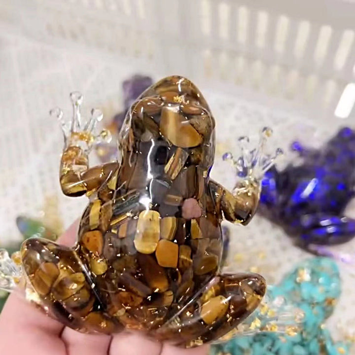 Olivenorma Crystal Resin Frog Ornament For Energy Cleansing And Harmony Gemstone Decoration - Tiger Eye - image 17