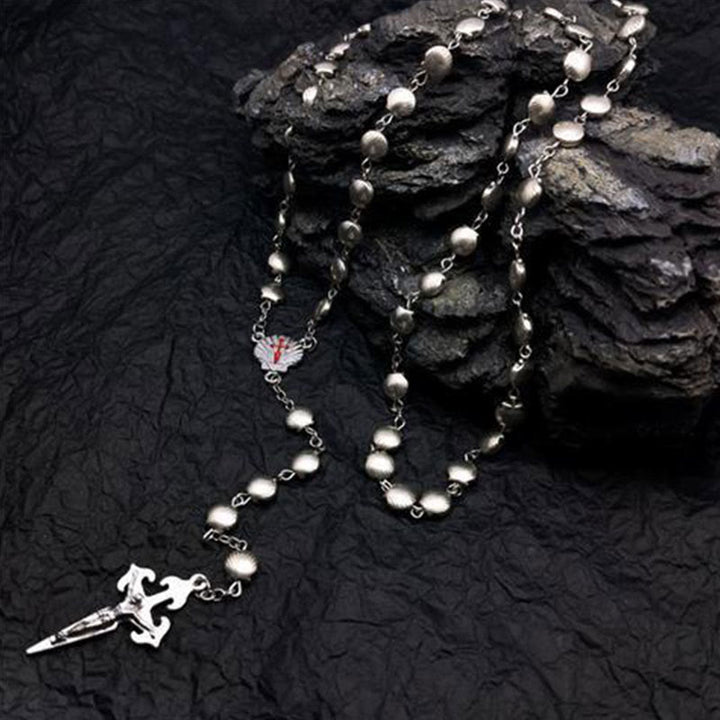 Olivenorma Heart Cat's Eye Stone Rosary Necklace - Alloy - image 4