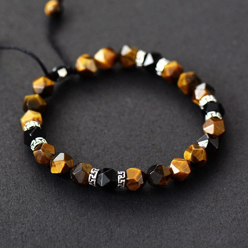 Olivenorma Vintage Tiger Eye Stone Black Onyx Adjustable Bracelet - Tiger Eye - image 0
