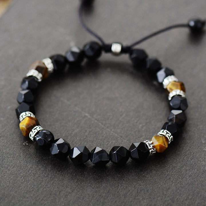 Olivenorma Vintage Tiger Eye Stone Black Onyx Adjustable Bracelet - Black Onyx - image 3