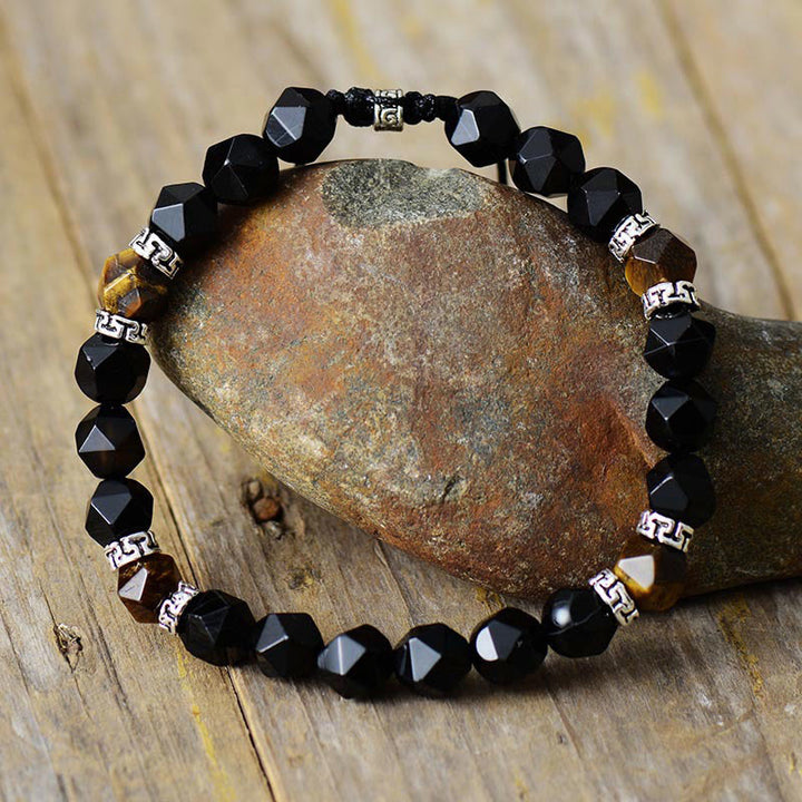 Olivenorma Vintage Tiger Eye Stone Black Onyx Adjustable Bracelet - image 4