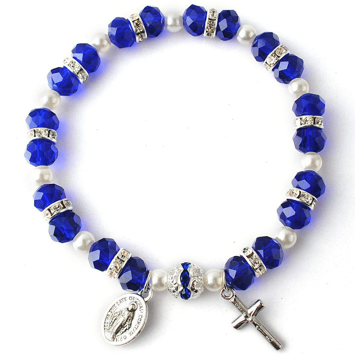 Olivenorma "Grounded In Faith" Sapphire Crystal Rosary Bracelet  - Sapphire - image 4