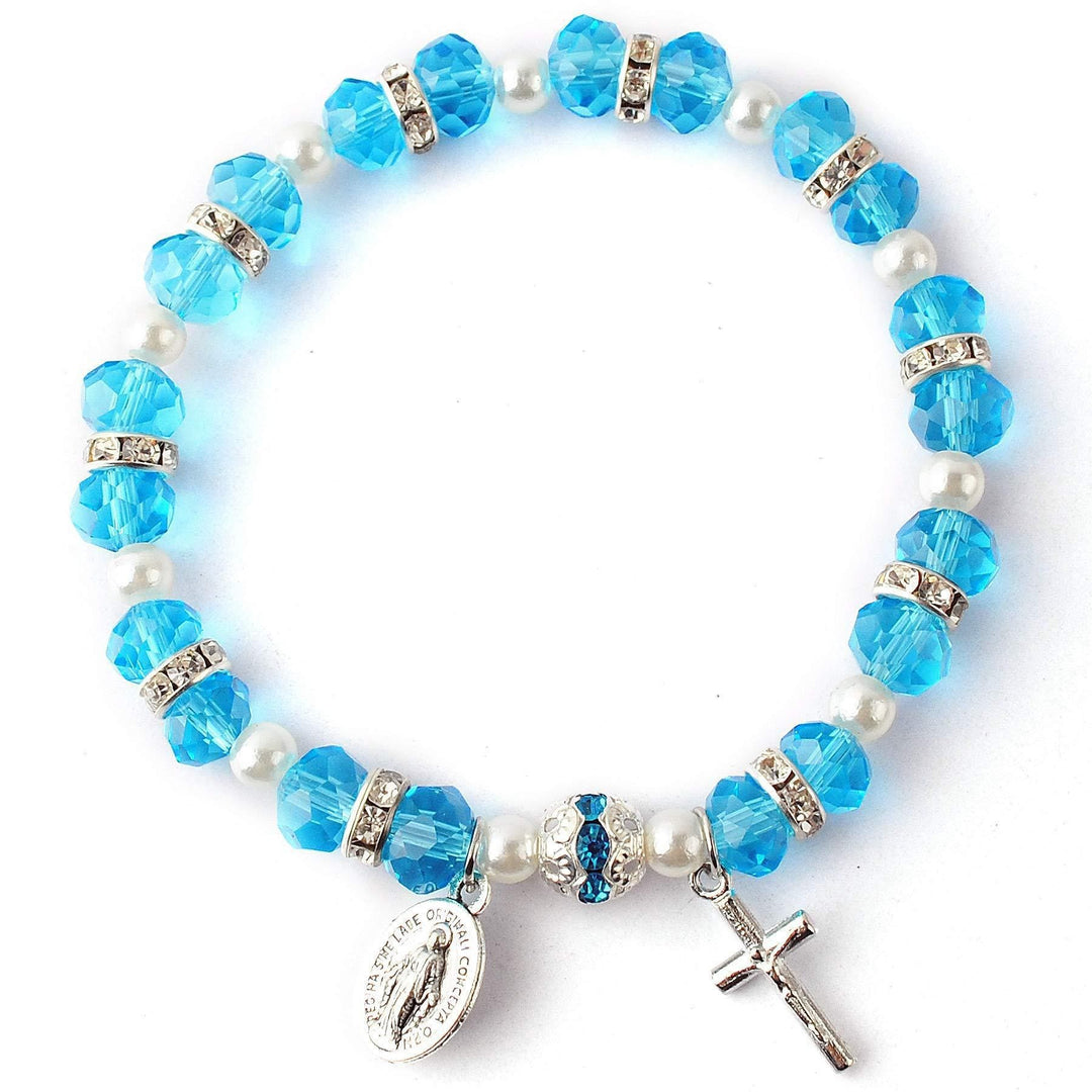 Olivenorma "Grounded In Faith" Sapphire Crystal Rosary Bracelet  - Blue Crystal - image 8