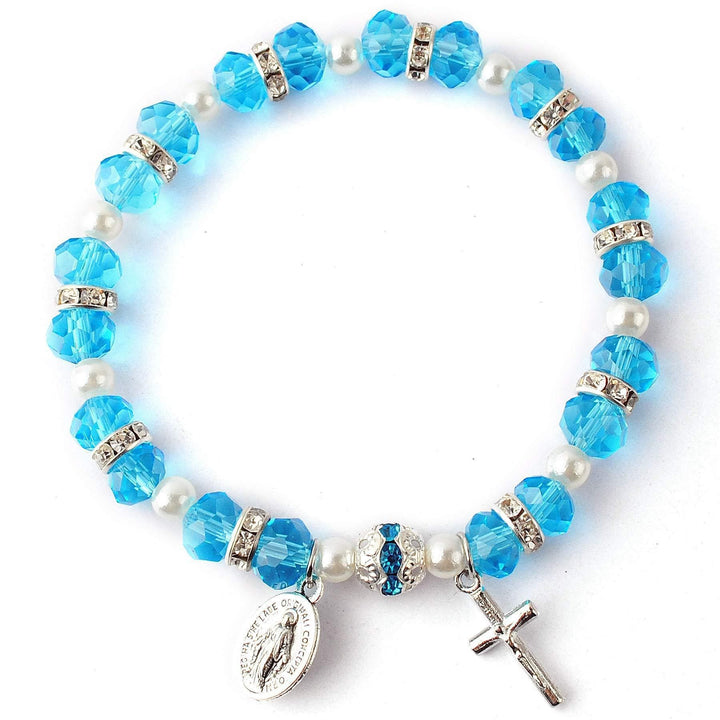 Olivenorma "Grounded In Faith" Sapphire Crystal Rosary Bracelet  - Blue Crystal - image 8