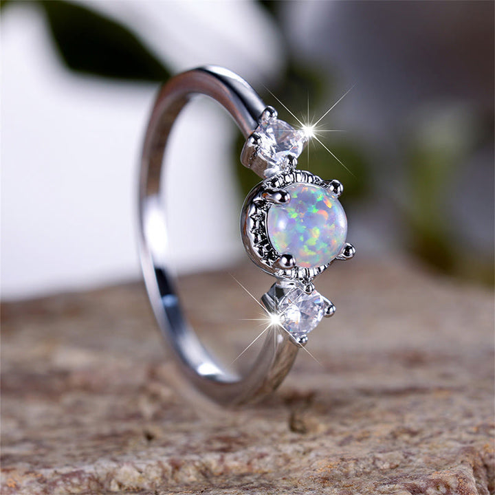 Olivenorma Four Prong Round Opal Ring - image 4