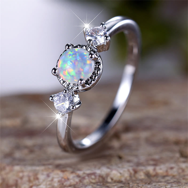 Olivenorma Four Prong Round Opal Ring - image 3