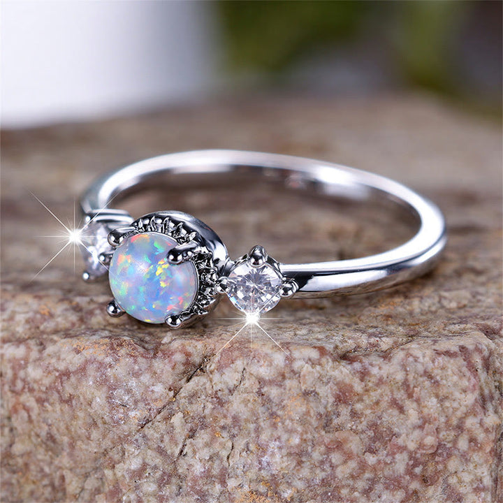 Olivenorma Four Prong Round Opal Ring - image 2
