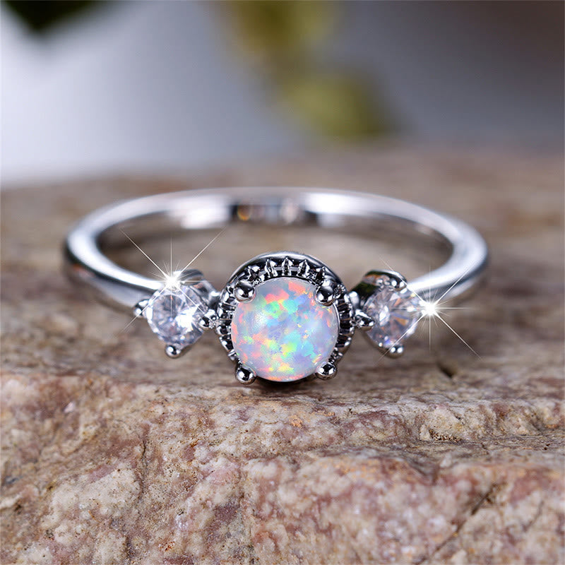 Olivenorma Four Prong Round Opal Ring - 10 - image 0