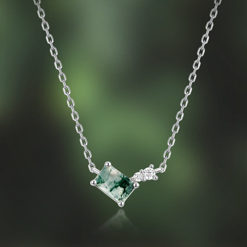 Olivenorma 3Pcs Moss Agate White Zircon Jewelry Set - image 2