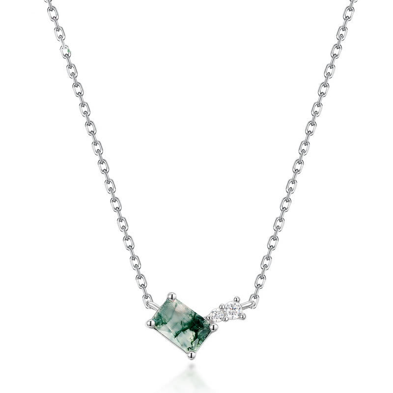 Olivenorma 3Pcs Moss Agate White Zircon Jewelry Set - Necklace - image 1