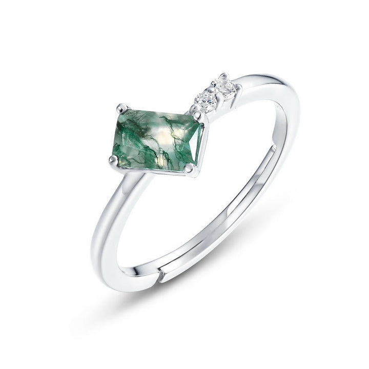 Olivenorma 3Pcs Moss Agate White Zircon Jewelry Set - Ring - image 15