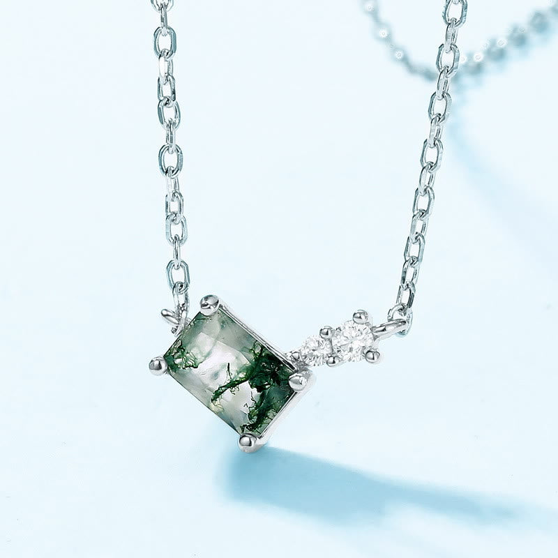 Olivenorma 3Pcs Moss Agate White Zircon Jewelry Set - image 3