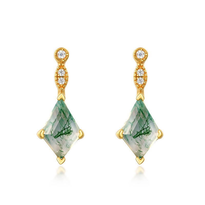 Olivenorma 4Pcs Moss Agate White Zircon Jewelry Set - Earrings - image 16