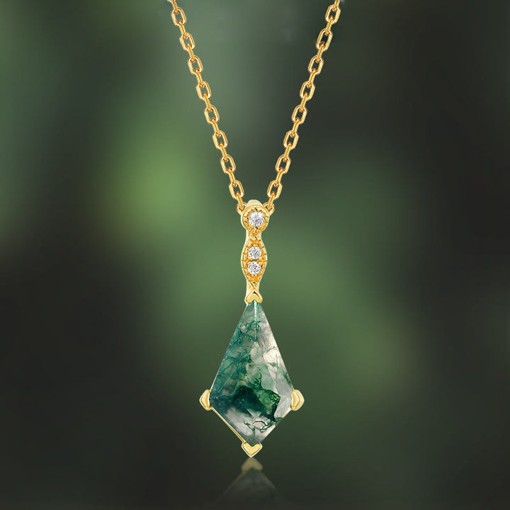 Olivenorma 4Pcs Moss Agate White Zircon Jewelry Set - image 2
