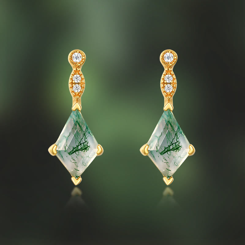 Olivenorma 4Pcs Moss Agate White Zircon Jewelry Set - image 17