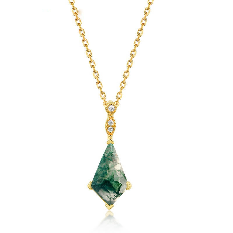 Olivenorma 4Pcs Moss Agate White Zircon Jewelry Set - Necklace - image 1