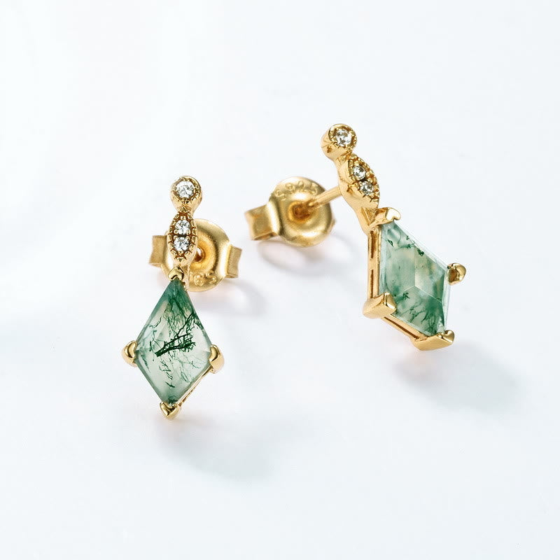 Olivenorma 4Pcs Moss Agate White Zircon Jewelry Set - image 20