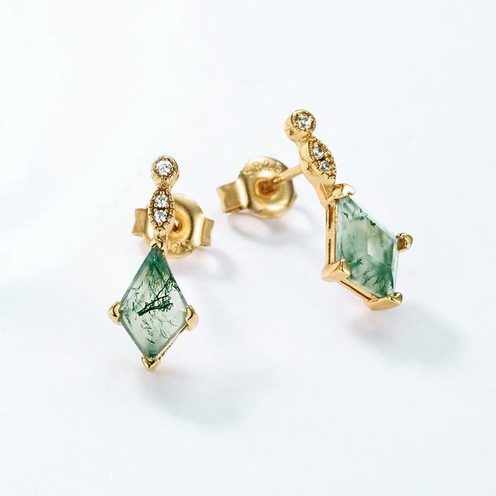 Olivenorma 4Pcs Moss Agate White Zircon Jewelry Set - image 20