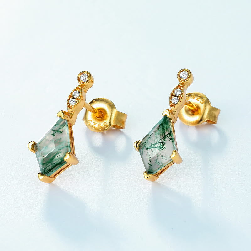 Olivenorma 4Pcs Moss Agate White Zircon Jewelry Set - image 22