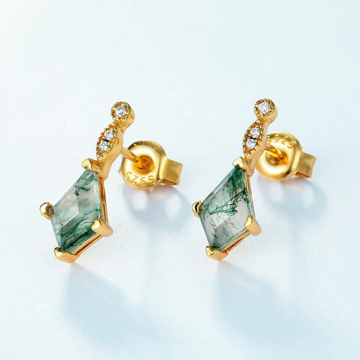 Olivenorma 4Pcs Moss Agate White Zircon Jewelry Set - image 22