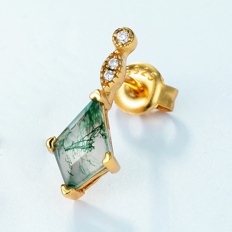Olivenorma 4Pcs Moss Agate White Zircon Jewelry Set - image 21