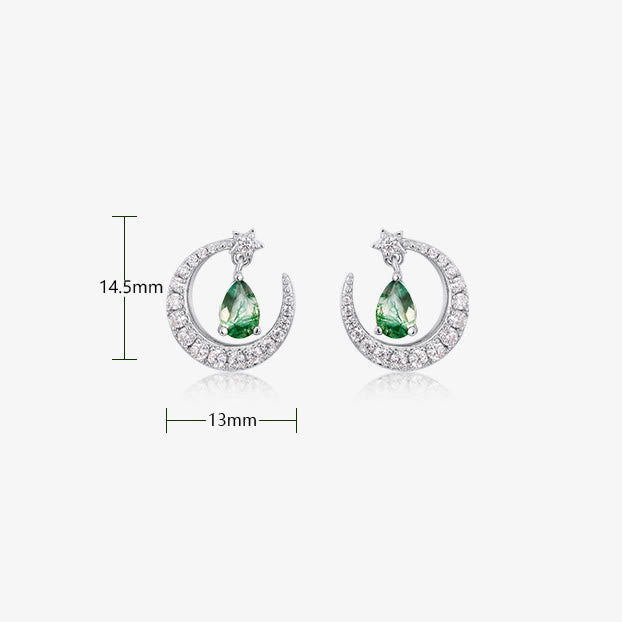Olivenorma Moss Agate White Zircon Meniscus Design Earrings - image 5