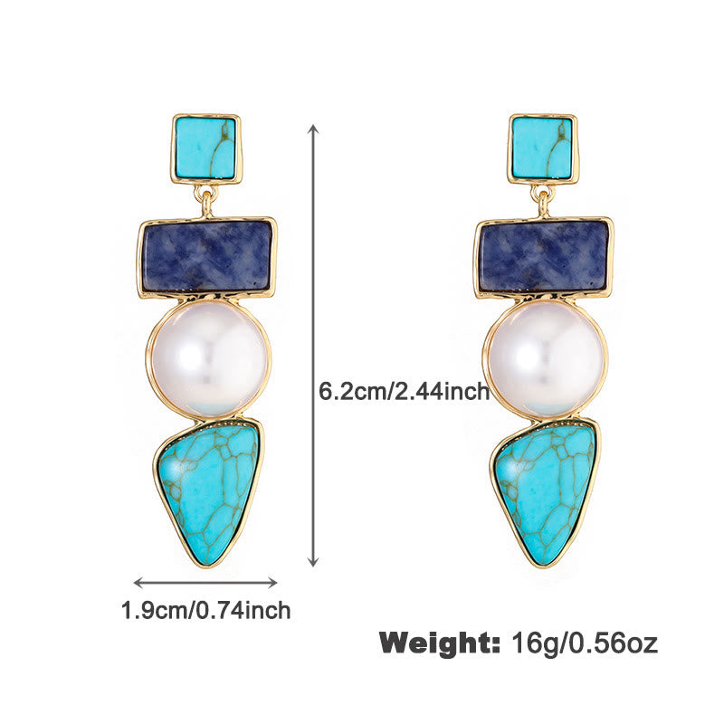 Olivenorma Irregular Turquoise Pearl Blue Sodalite Pendant Jewelry Set - image 4