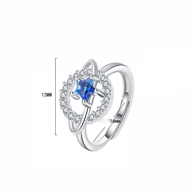 Olivenorma Pentagram Blue Topaz White Zircon Adjustable Ring - image 6