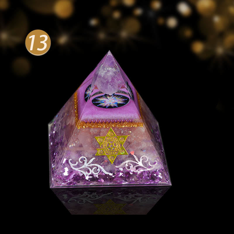 Olivenorma Natural Crystal All Round Protection Orgone Pyramid - Happy Love & Smooth Career - image 1