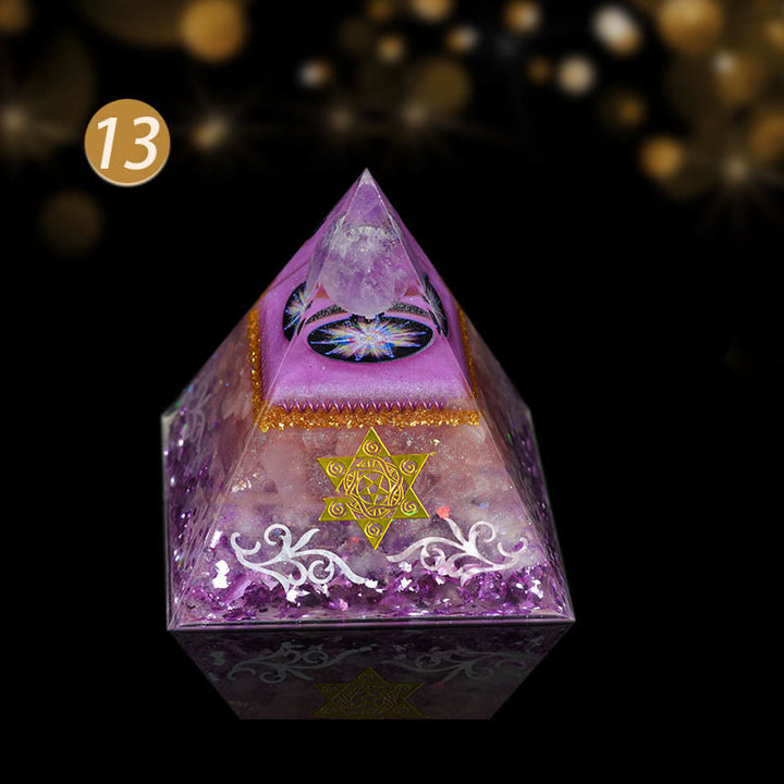 Olivenorma Natural Crystal All Round Protection Orgone Pyramid - Happy Love & Smooth Career - image 1