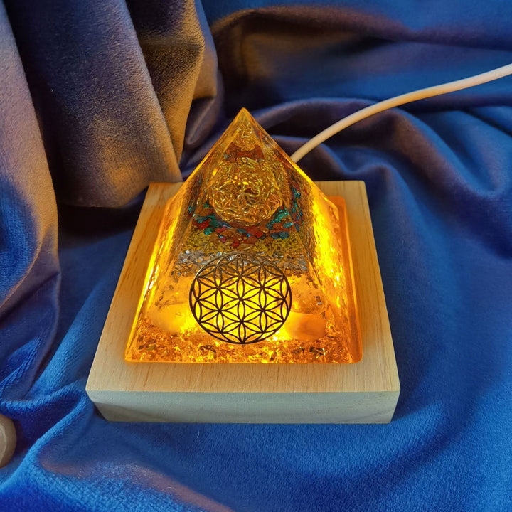 Olivenorma Citrine Flower of Life Orgone Pyramid - image 1